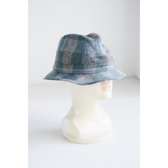 Brand NEW Failsworth Harris Tweed English Blue Plaid Unisex Wool Fedora Hat 7 - Picture 1 of 12